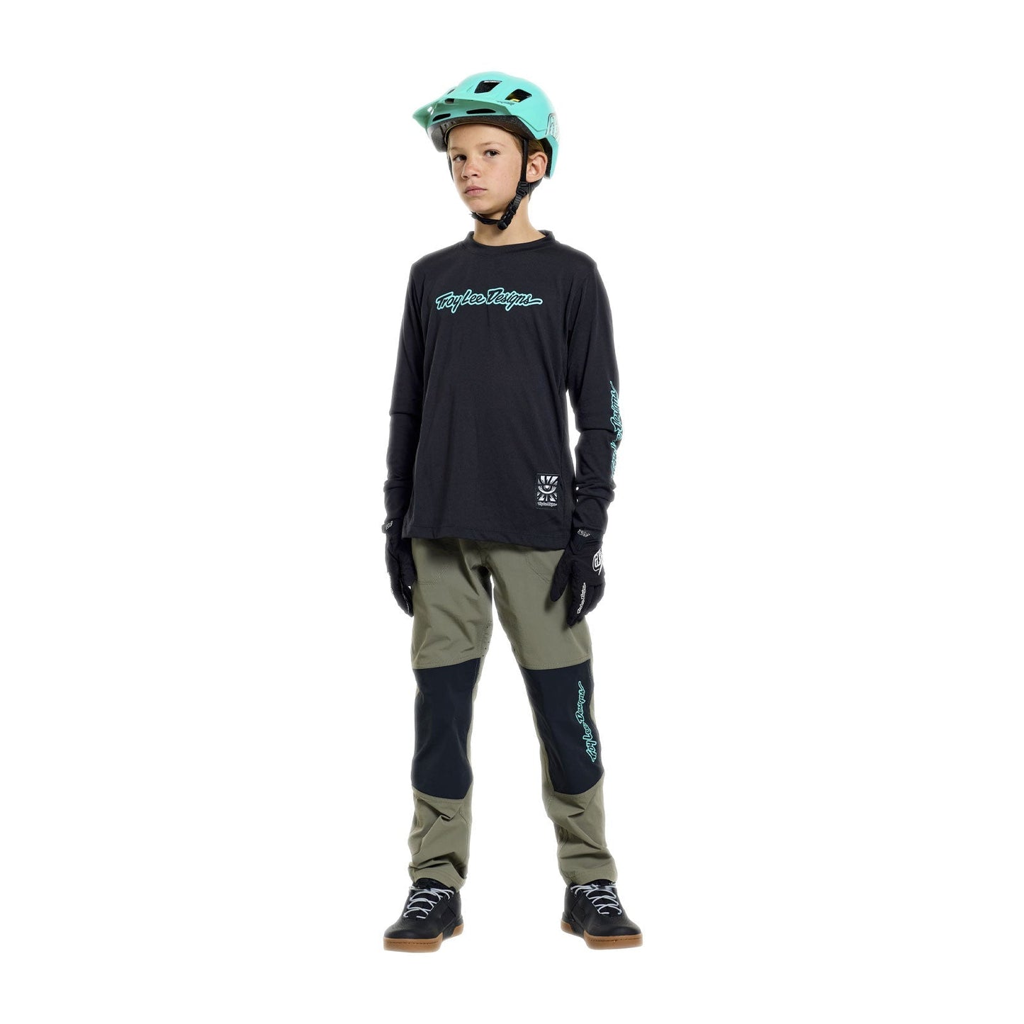 Camisola de manga comprida TROY LEE DESIGNS SKYLINE RIDE SIGNATURE Junior Preto/Verde
