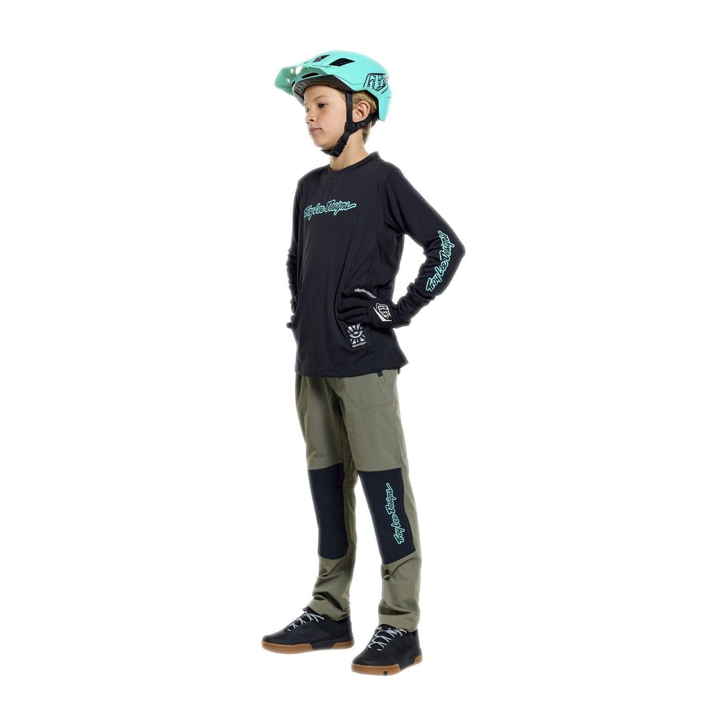 Camisola de manga comprida TROY LEE DESIGNS SKYLINE RIDE SIGNATURE Junior Preto/Verde