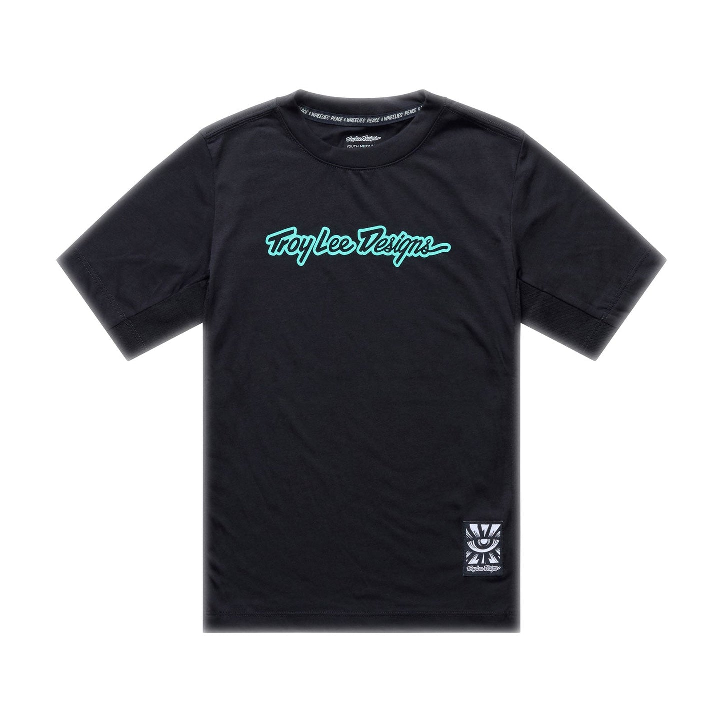 Camisola de manga curta TROY LEE DESIGNS SKYLINE RIDE SIGNATURE Junior Preto/Turquesa