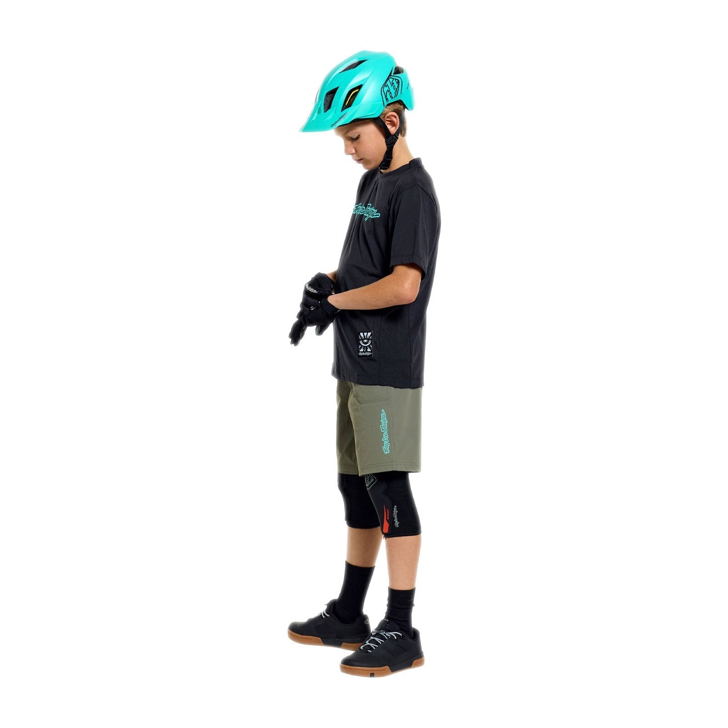 Camisola de manga curta TROY LEE DESIGNS SKYLINE RIDE SIGNATURE Junior Preto/Turquesa