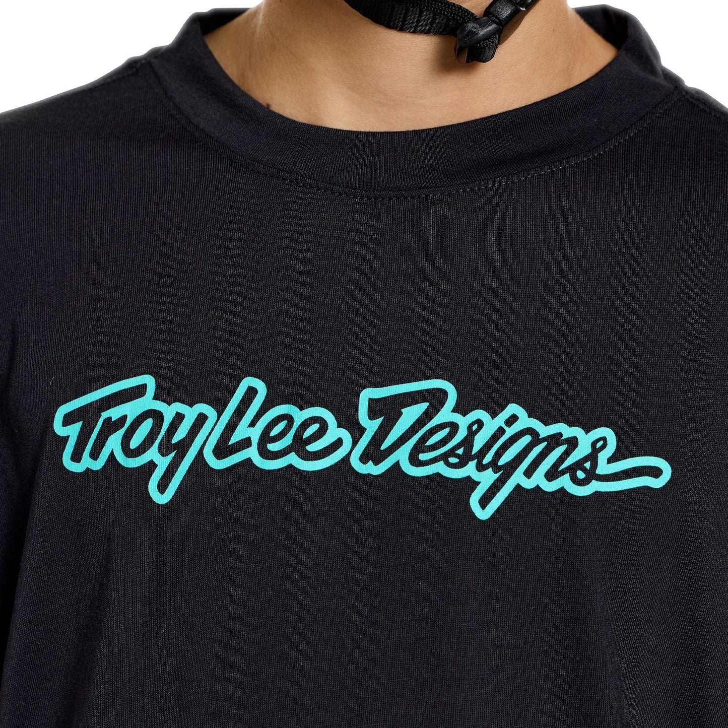 Camisola de manga curta TROY LEE DESIGNS SKYLINE RIDE SIGNATURE Junior Preto/Turquesa