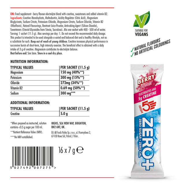 HIGH 5 ZERO+ Creatina HIDRATANTE STICK (11,5g) Frutos Vermelhos