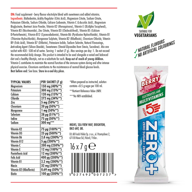 HIGH 5 ZERO+ Multivitamínico HYDRATING STICK (7g ) Frutos Vermelhos