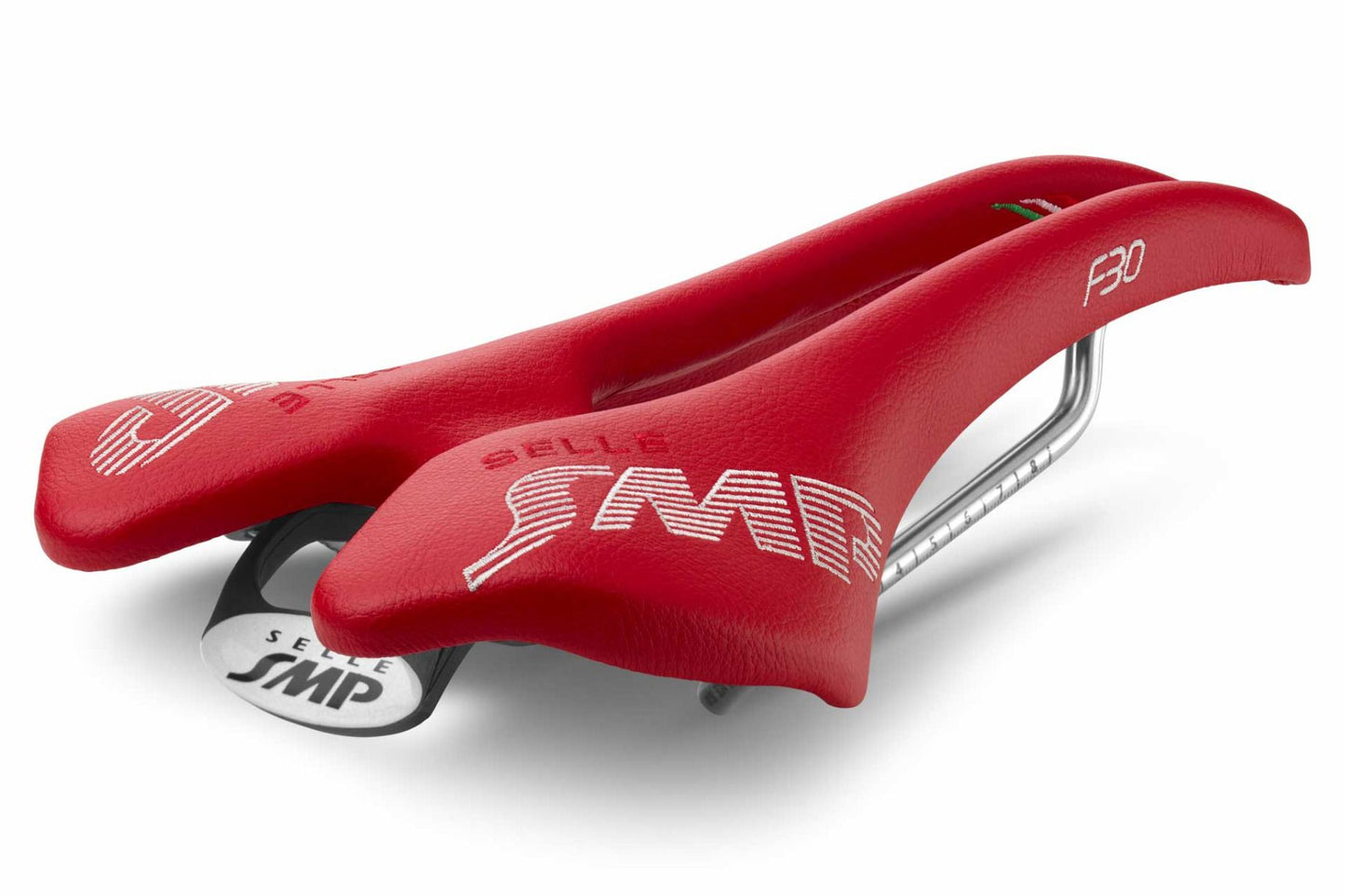 Selim SMP F30 Largura 149mm Carris em aço inoxidável Vermelho