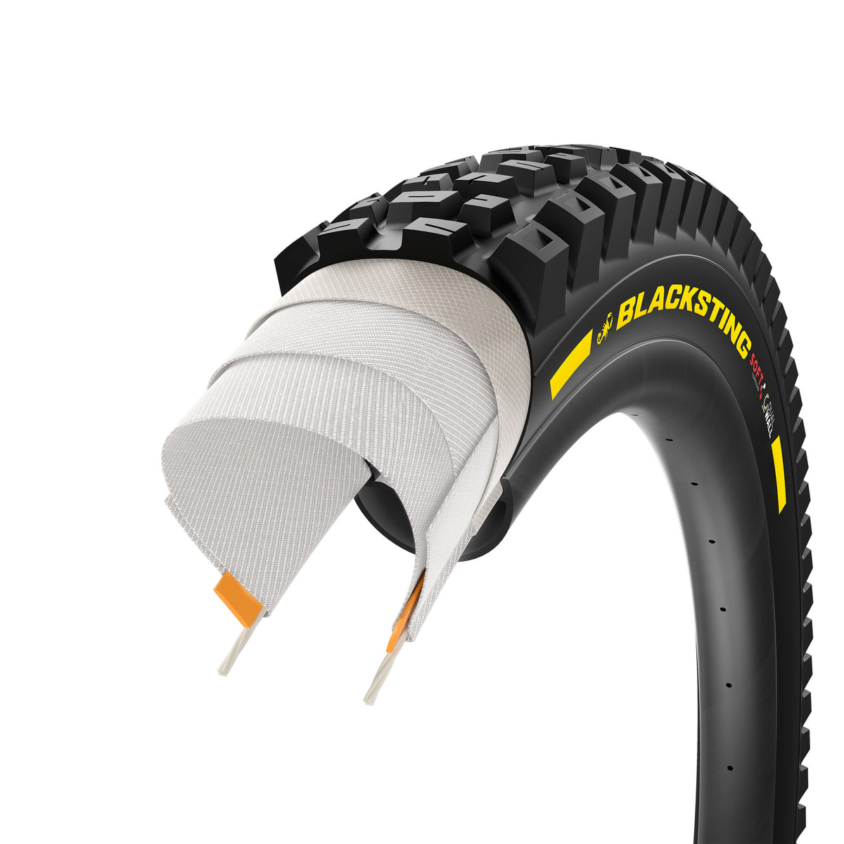 Pneu PIRELLI SCORPION BLACK STING 29x2.40 Soft DualWall Tubeless Ready de talão flexível preto/amarelo Team Edition