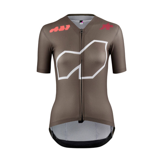 Camisola de ciclismo ASSOS DYORA R S11 «We are the A» de manga curta para mulher, castanha