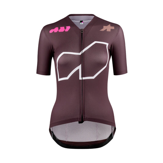 Camisola de ciclismo ASSOS DYORA R S11 «We are the A» de manga curta para mulher, bordô