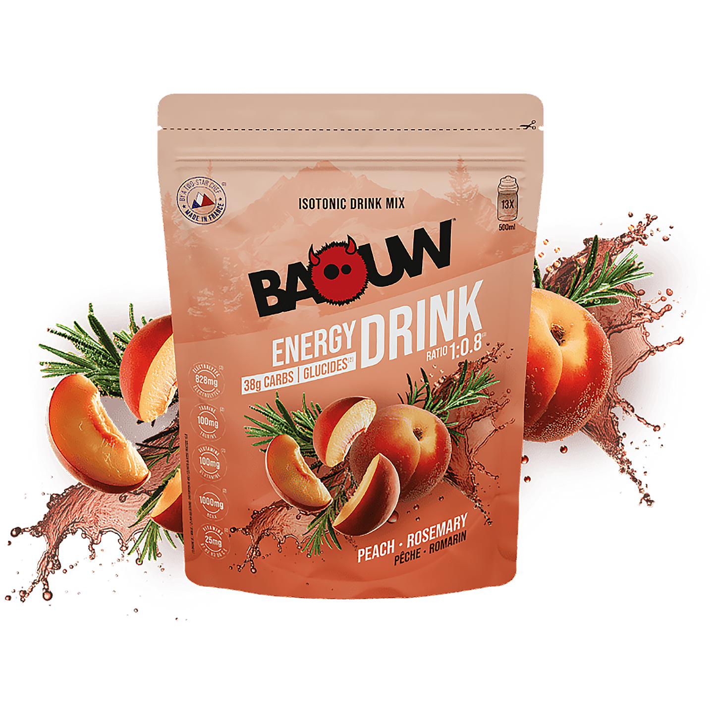 BAOUW ISOTONIC Bebida energética (585g) Pêssego Alecrim