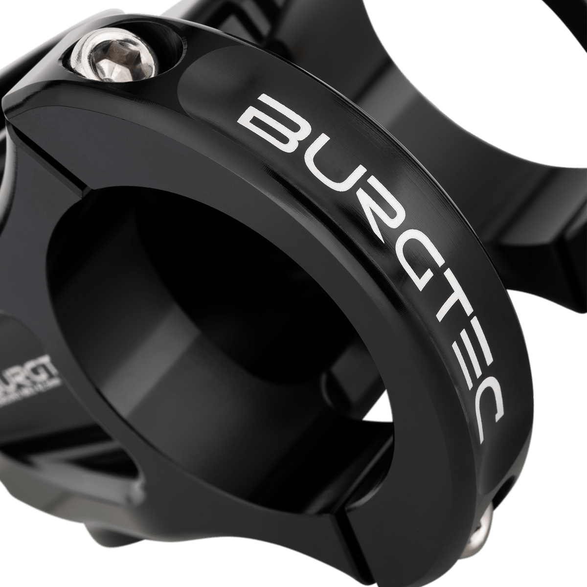 Avanço BURGTEC ENDURO MK3 preto — detalhe do aperto do guiador