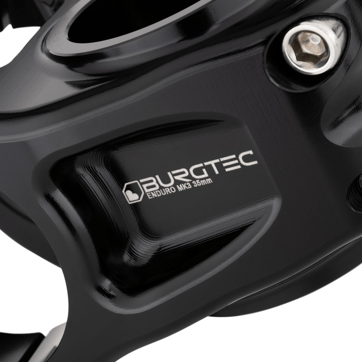 Avanço BURGTEC ENDURO MK3 preto — detalhe do corpo maquinado