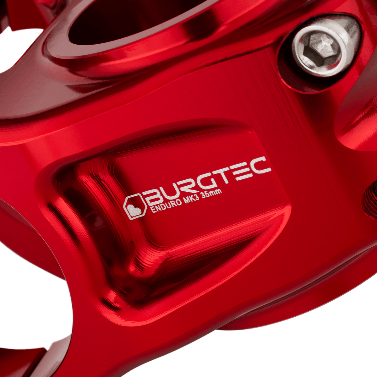 Avanço BURGTEC ENDURO MK3 vermelho — detalhe do corpo maquinado