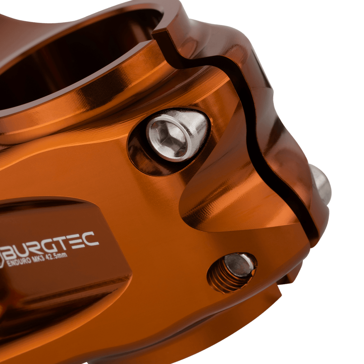 Avanço BURGTEC ENDURO MK3 bronze — detalhe do aperto do tubo de direção