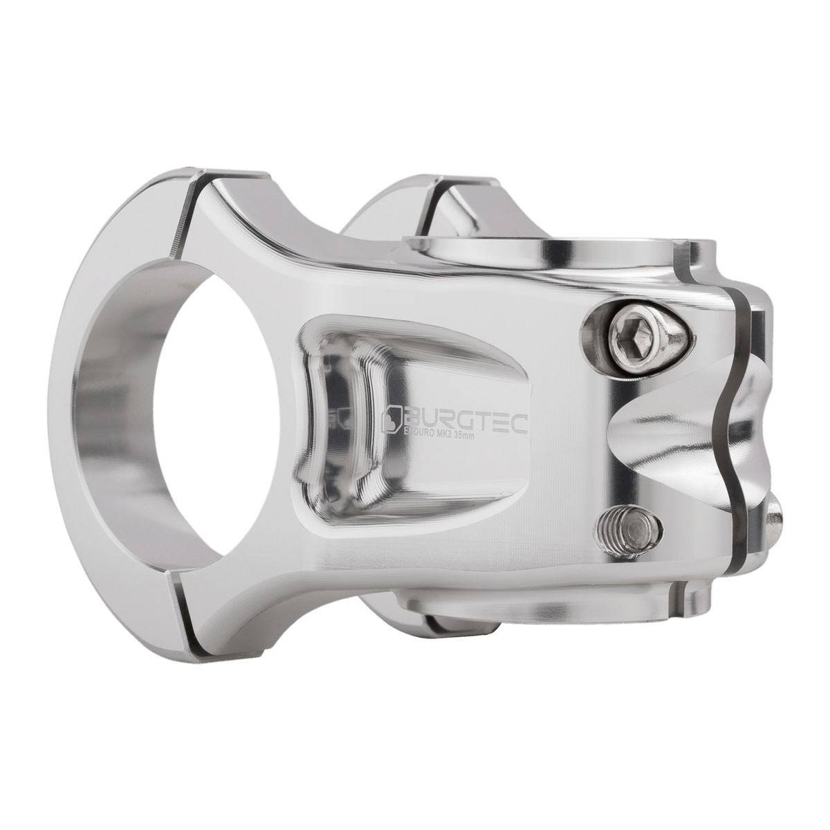 Avanço BURGTEC ENDURO MK3 prateado — vista traseira a três quartos