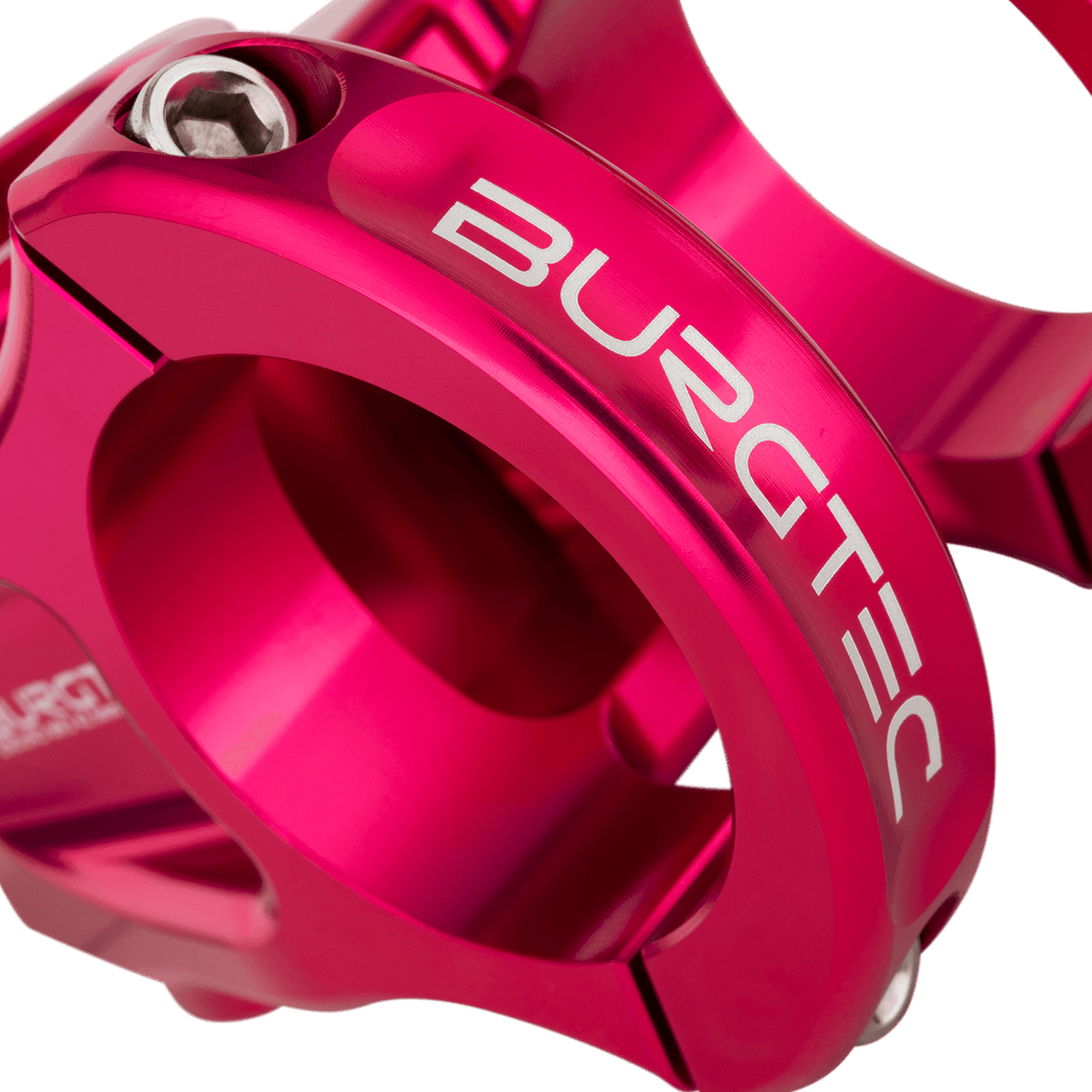 Avanço BURGTEC ENDURO MK3 rosa — detalhe do aperto do guiador