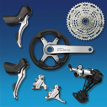 Manete Esquerda e Pinça Dianteira SHIMANO CUES U6030 Mono Flatmount Sem Disco - Edição Polish Silver