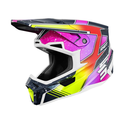Capacete BMX SHOT LITE Racing Azul Amarelo Néon Perolado