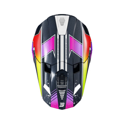 Capacete BMX SHOT LITE Racing Azul Amarelo Néon Perolado