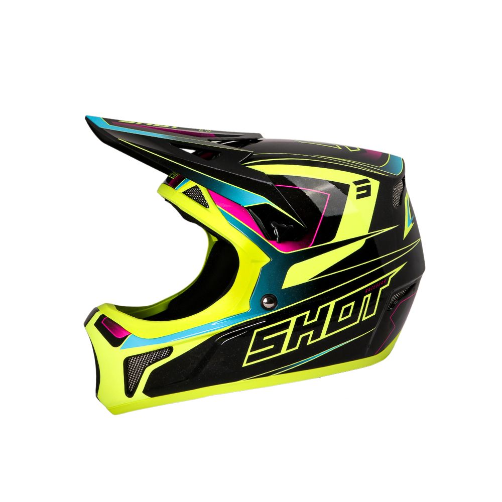 Capacete BMX SHOT ROGUE Level Amarelo Néon/Rosa Perolado