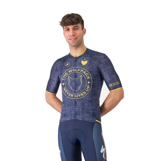 Camisola de ciclismo CASTELLI WOLFPACK 1000 VICTORY de manga curta azul-marinho