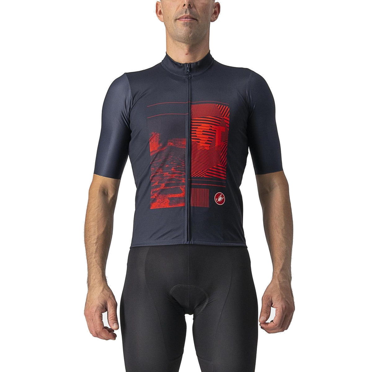 Camisola de ciclismo CASTELLI 13 ECRÃ de manga curta, azul/vermelho
