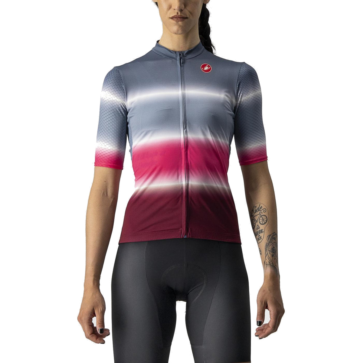Camisola de ciclismo CASTELLI DOLCE de mulher, de manga curta, azul/bordeaux