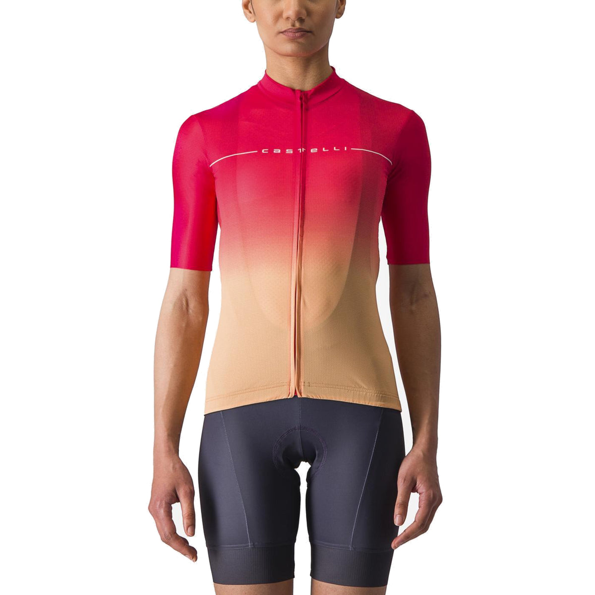 Camisola de ciclismo CASTELLI SUBIDA de manga curta para mulher, rosa/laranja