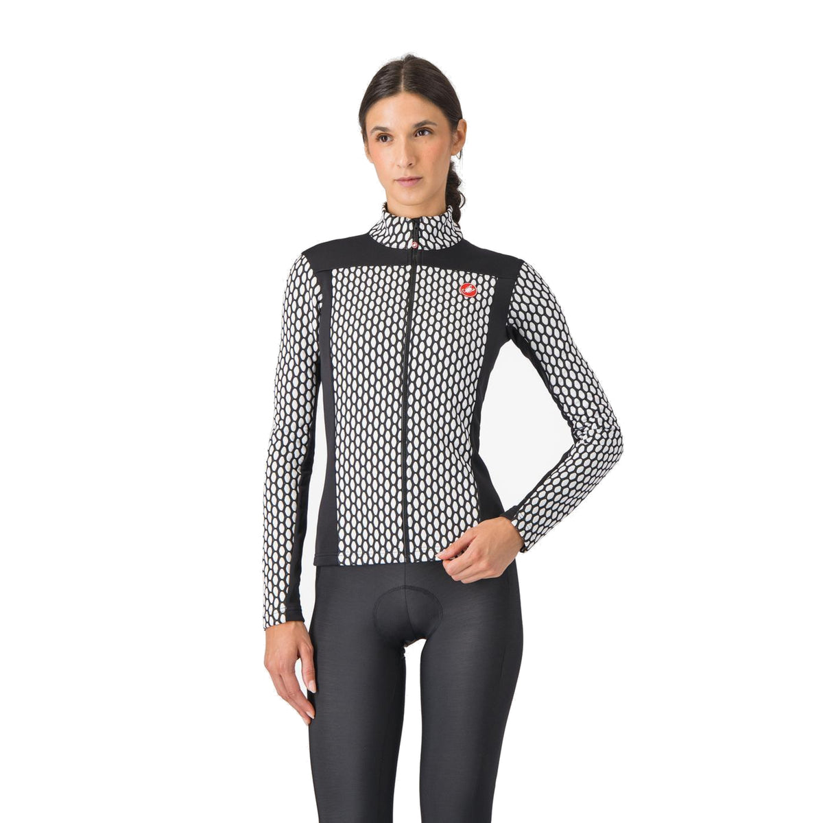 Camisola de ciclismo CASTELLI SFIDA 2 de mulher, de manga comprida, preto/branco