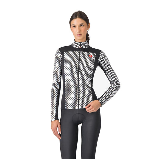 Camisola de ciclismo CASTELLI SFIDA 2 de mulher, de manga comprida, preto/branco