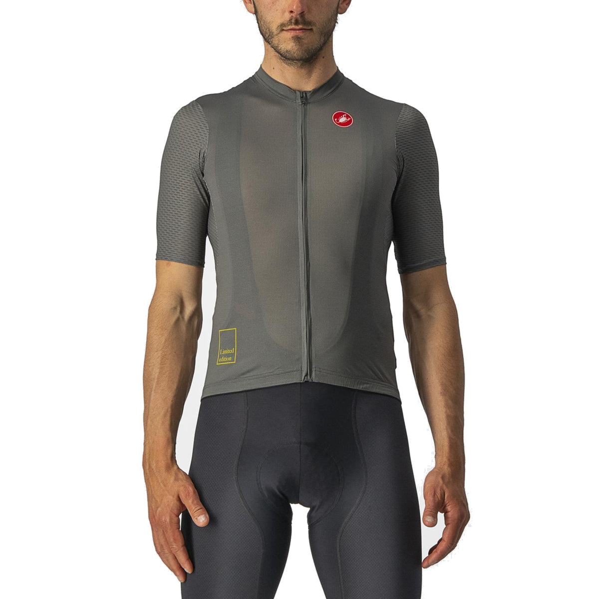 Camisola de ciclismo CASTELLI RESPIRA ATAQUE de manga curta, cinzenta/verde