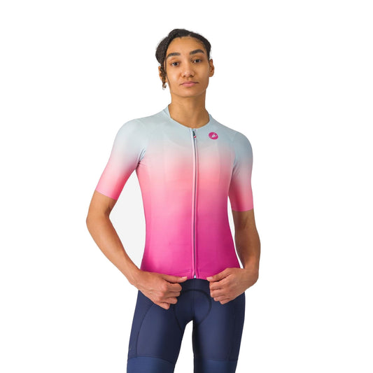Camisola de ciclismo CASTELLI UPF de mulher, de manga curta, rosa