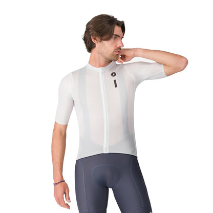Camisola de ciclismo CASTELLI DRITTONE LOGO de manga curta, branco