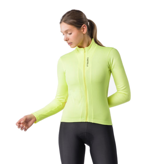 Camisola de ciclismo CASTELLI SINERGIA 3 FZ de manga comprida para mulher, amarela
