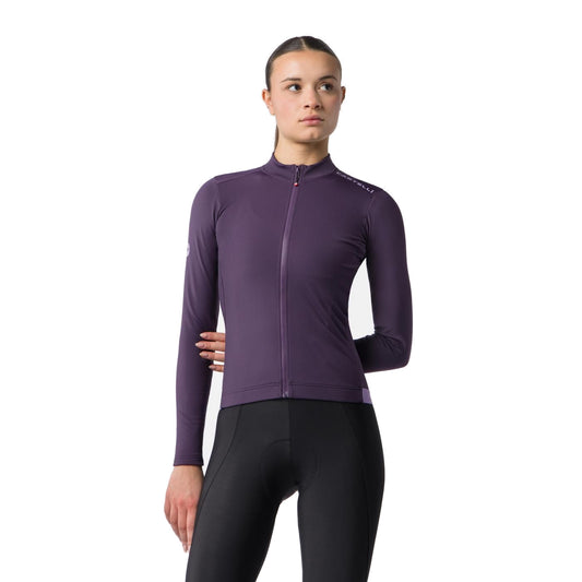 Camisola de ciclismo CASTELLI ESPRESSO THERMAL 2 de manga comprida para mulher, violeta