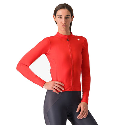 Camisola de ciclismo CASTELLI ESPRESSO THERMAL de manga comprida para mulher, cor de hibisco