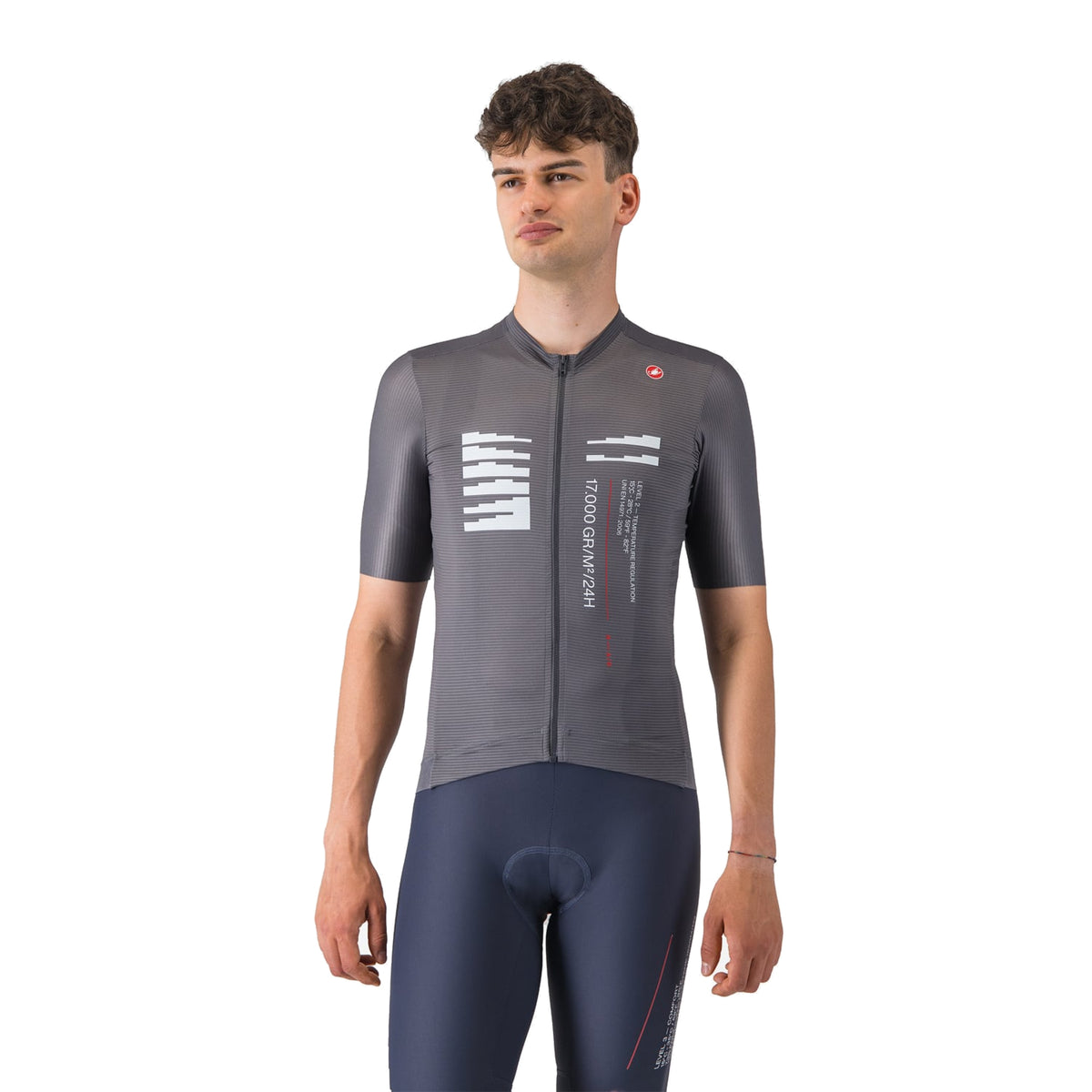 Camisola de ciclismo CASTELLI ESPRESSO R--A/D de manga curta cinzento-fumo