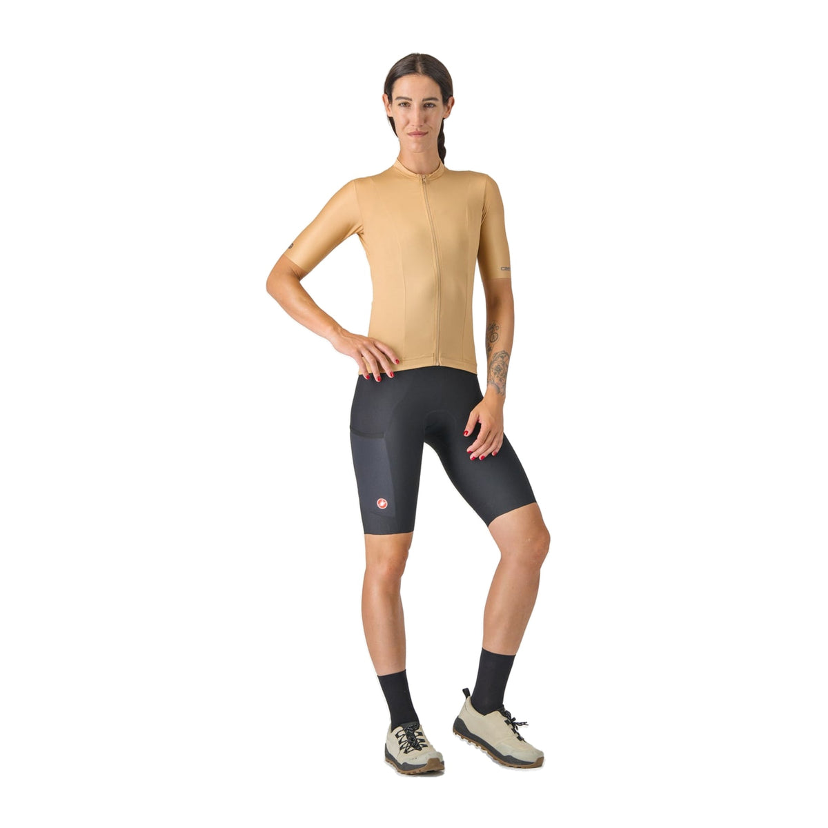 Camisola de ciclismo CASTELLI UNLIMITED de senhora, de manga curta, castanha