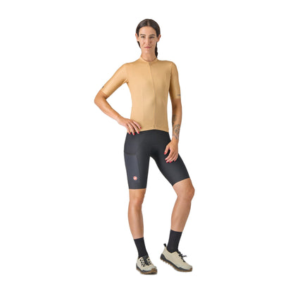 Camisola de ciclismo CASTELLI UNLIMITED de senhora, de manga curta, castanha
