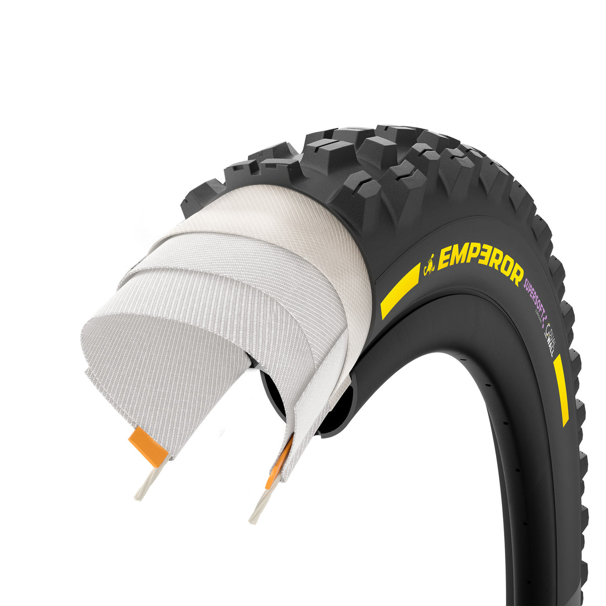 Pneu PIRELLI SCORPION EMPEROR 29x2.40 Supersoft DualWall Tubeless Ready Talão Flexível Preto/Amarelo Edição de Equipa