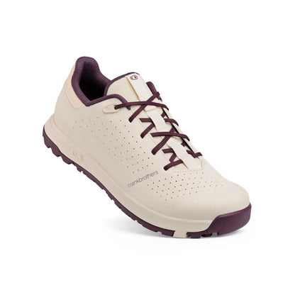 Sapatos de BTT CRANKBROTHERS MALLET TRAIL LACE CLIP Branco/Roxo — vista a três quartos