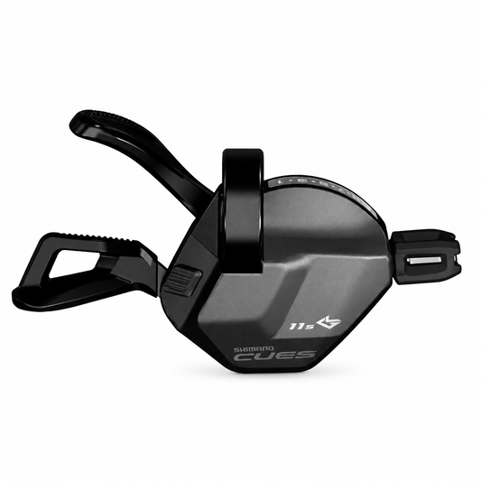 Manípulo de mudanças direito SHIMANO CUES 11V SL-U8000-R com indicador — vista do produto sobre fundo branco