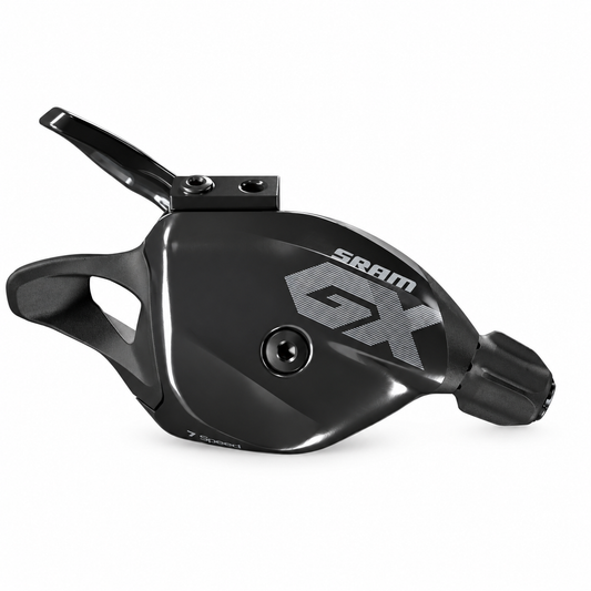 Manípulo de mudanças direito SRAM GX DH 7V de gatilho preto — vista do produto sobre fundo branco