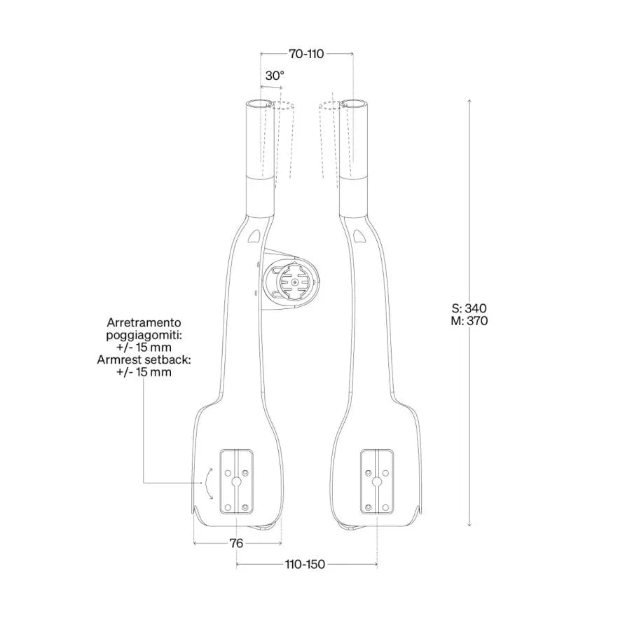 Extensões de guiador DEDA JET2 EVO Carbono Tamanho M 370mm