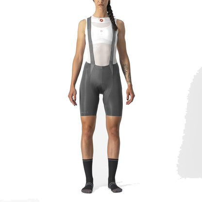 Calções de ciclismo curtos com alças CASTELLI FREE AERO RC W para mulher, cinzentos — fundo branco, 2000 x 2000