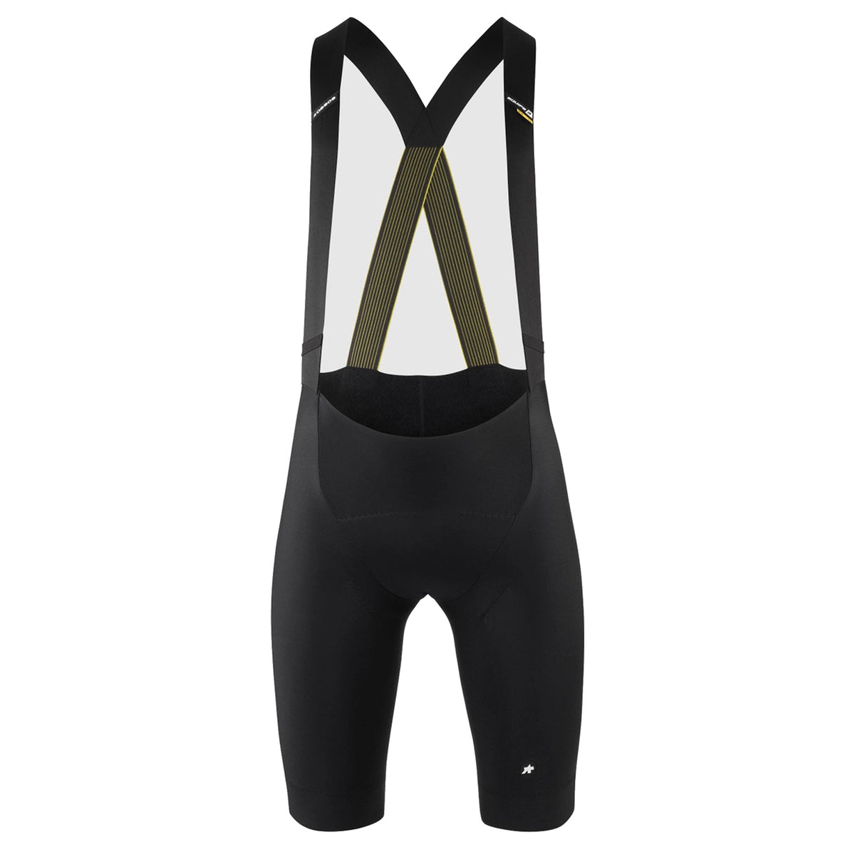 Calções de ciclismo curtos com alças ASSOS EQUIPE R SPRING FALL S11, pretos — fundo branco, 2000 x 2000