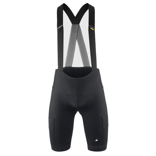 Calções de ciclismo curtos com alças ASSOS TACTICA SPRING FALL T5, pretos — fundo branco, 2000 x 2000