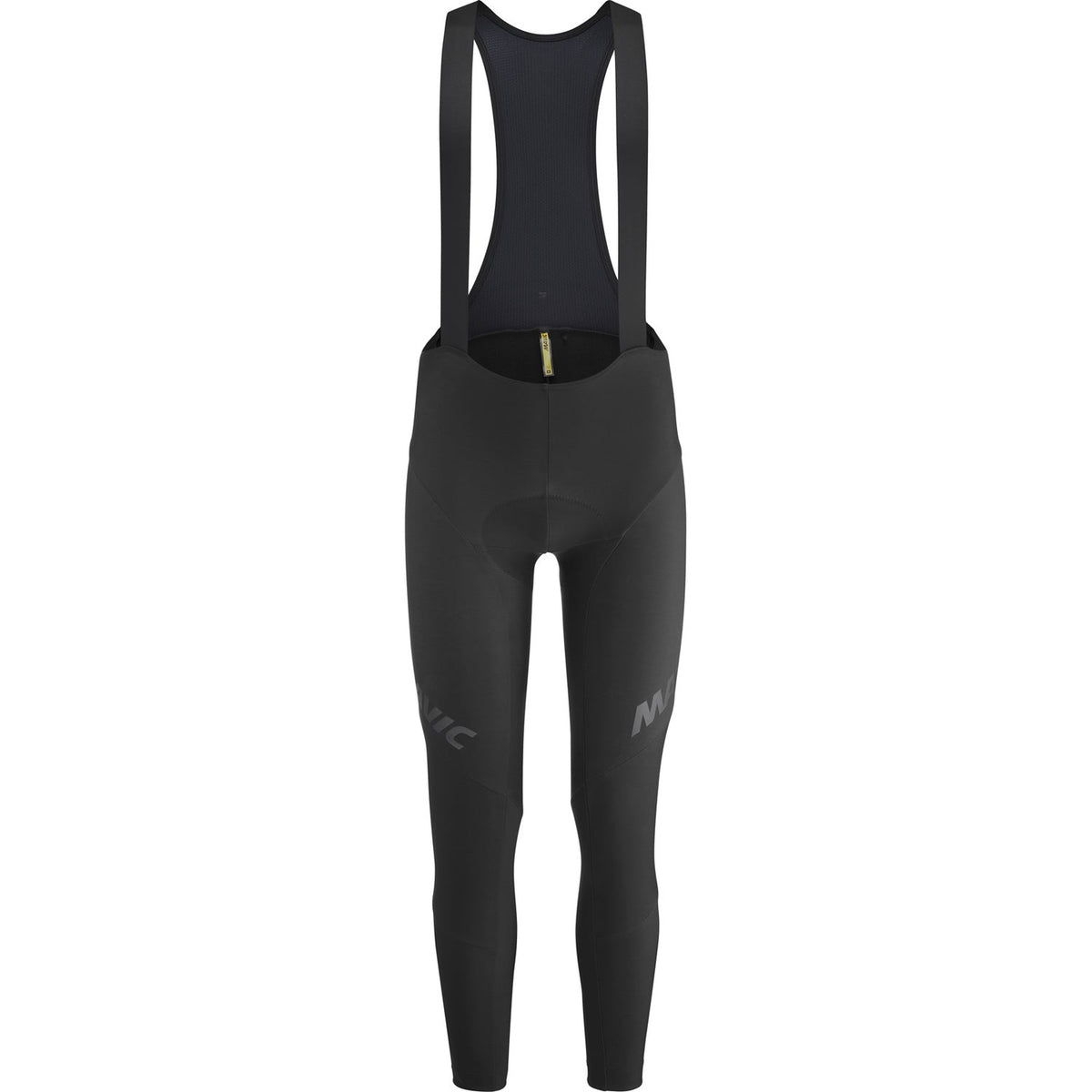 Calças de ciclismo compridas com alças MAVIC AKSIUM THERMO, pretas — fundo branco, 2000 x 2000