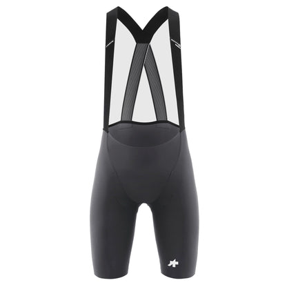 Calções de ciclismo curtos com alças ASSOS EQUIPE R S11, cinzentos — fundo branco, 2000 x 2000