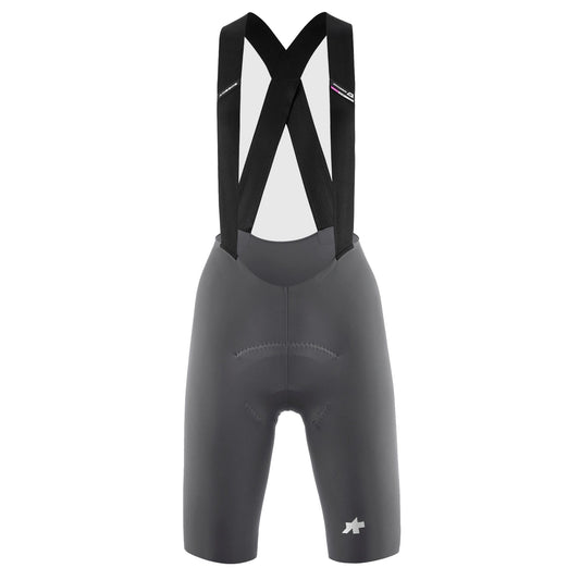 Calções de ciclismo curtos com alças ASSOS DYORA R S11 para mulher, cinzentos — fundo branco, 2000 x 2000