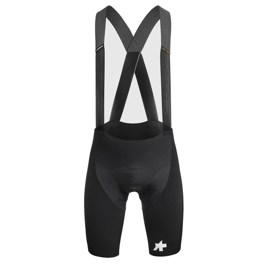 Calções de ciclismo curtos com alças ASSOS EQUIPE RSR BOLIDE S11, pretos — fundo branco, 2000 x 2000