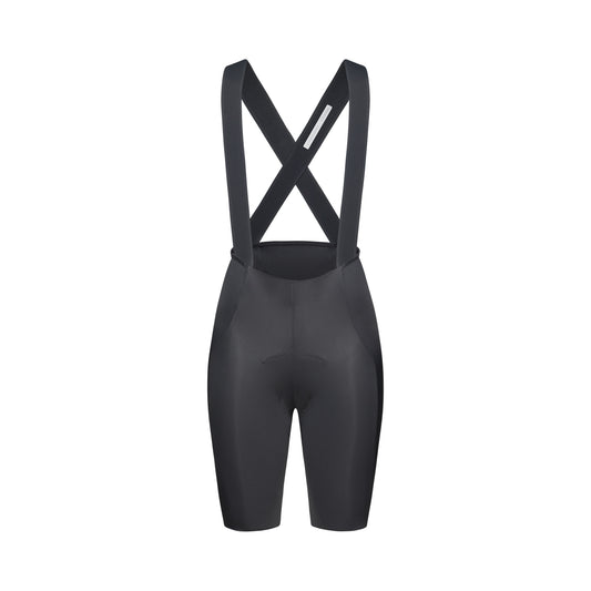 Calções de ciclismo curtos com alças POC RACEDAY para mulher, cinzentos — fundo branco, 2000 x 2000